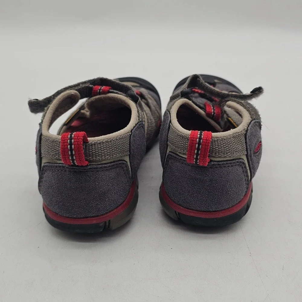 Keen Gray/Red Hiking Closed Toe  Sandal Washable Shoes  US 12 Kids